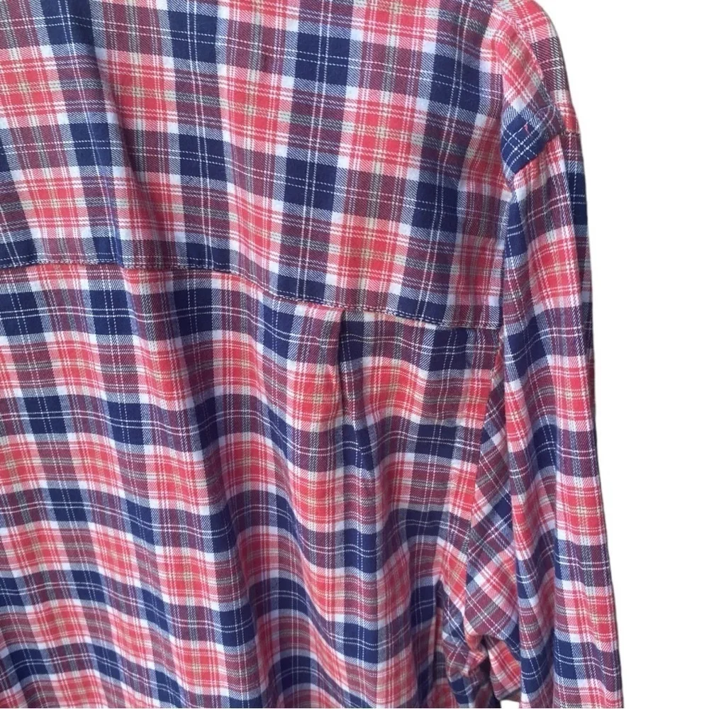 Crown & Ivy NWT Classic Fit Pink Blue Button Down Blouse I Size: L - Picture 8 of 9
